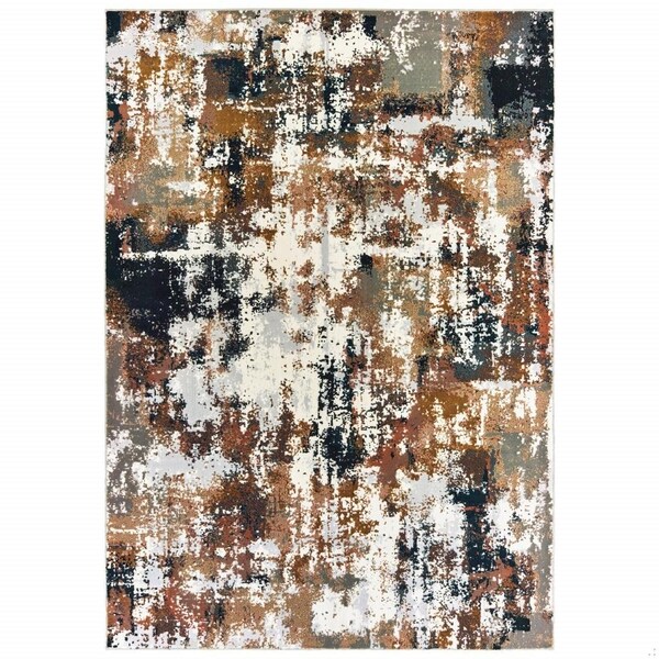 Homeroots 5 x 8 ft. Ivory Gray Abstract Sectors Indoor Area Rug 384245 - main